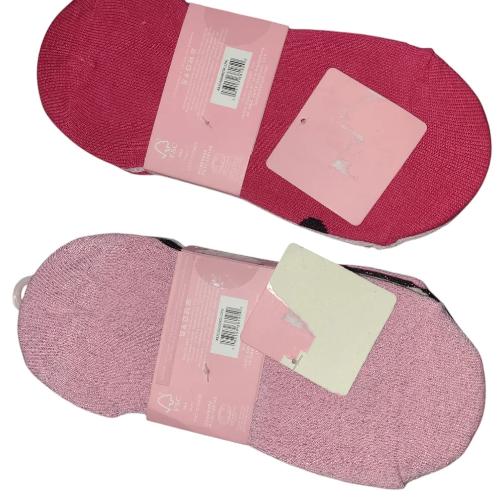 💕HP💕NWT Juicy Couture Glitter and Pink Socks💕2 Pack of 6💕